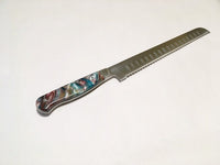 Challah Knife, Serrated Japanese VG-10 Stainless Steel, Colorful Acrylic Handle, Shabbat Knife, Bread Knife, Holiday Meals, Made to Order