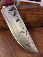 hand-forged red bone carry knife by Metals Artisan