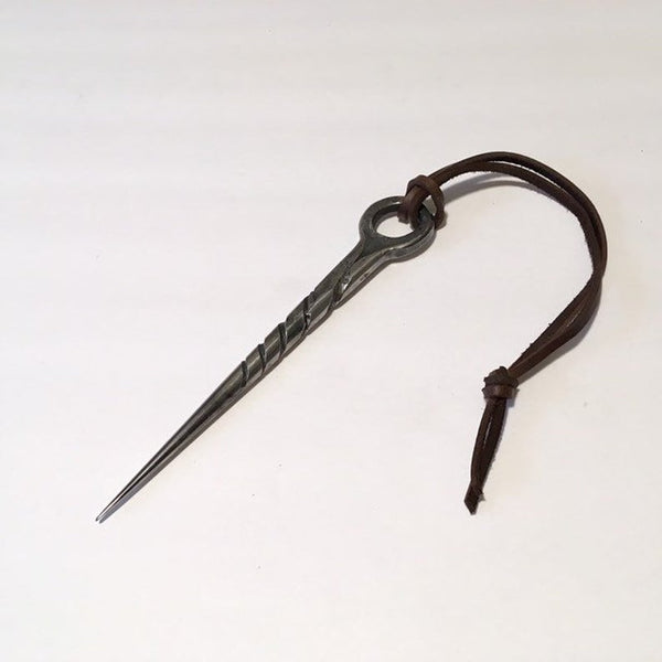 Marlin Spike, Fid, Made to Order, Paracord Knotting Tool, Hand-forged,  Spiral Pattern, Brown Leather Lanyard, Sailing, Boating, Yachting 