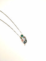 Gold, Silver, and Tourmaline Handmade Pendant on 18" Sterling Silver Necklace, One of a Kind Pendant Gift, Pink and Teal