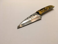 Small Kiridashi, Origami Paper-Handle, Personal Utility Knife, Hand-Forged High Carbon Steel with Copper Pins, Made to Order