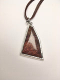 Wood Pendant in Silver Bezel with Deerskin Leather Cord, Boho, Eclectic, Earthy Casual Handmade Silver, Wood, & Leather Necklace